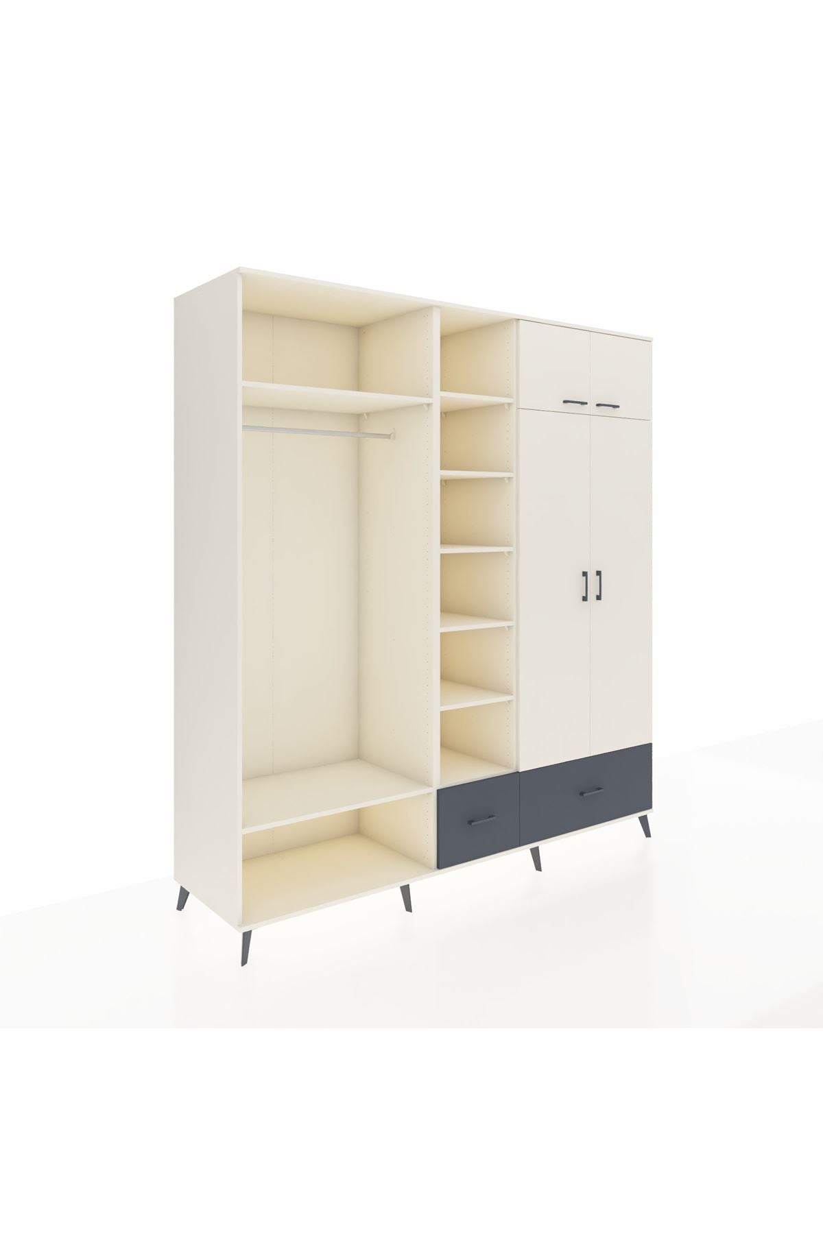 Kronos Dolap 12 Raflı 2 Çekmeceli 2 Askılı 220x59x243 - S784M072V05C