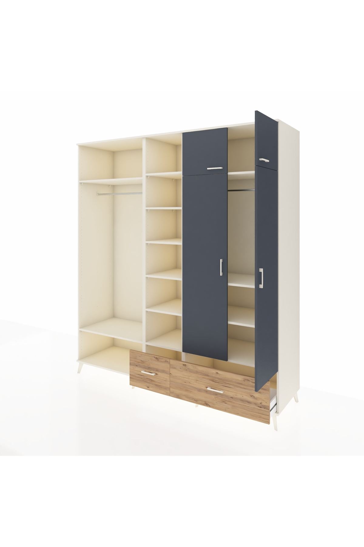 Kronos Dolap 12 Raflı 2 Çekmeceli 2 Askılı 220x59x243 - S784M072V09C