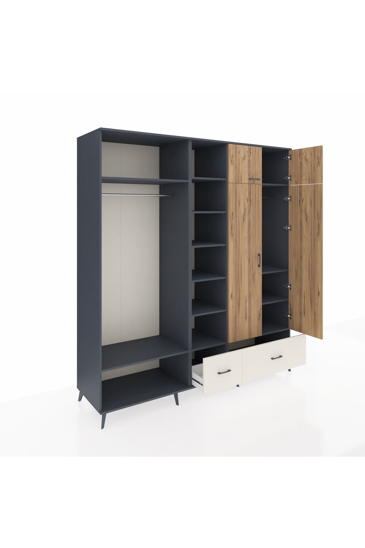Kronos Dolap 12 Raflı 2 Çekmeceli 2 Askılı 220x59x243 - S784M072V10C