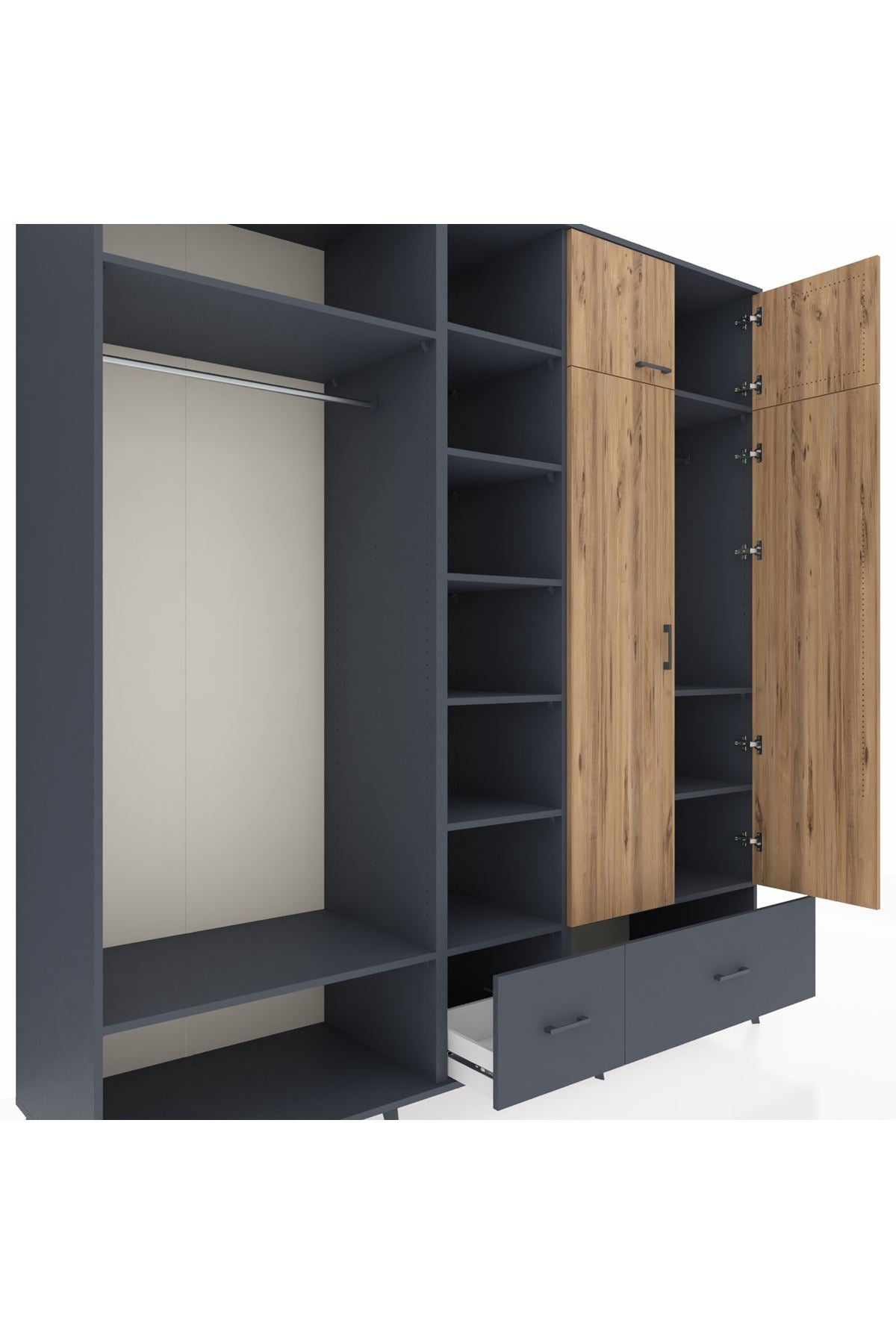 Kronos Dolap 12 Raflı 2 Çekmeceli 2 Askılı 220x59x243 - S784M072V11C