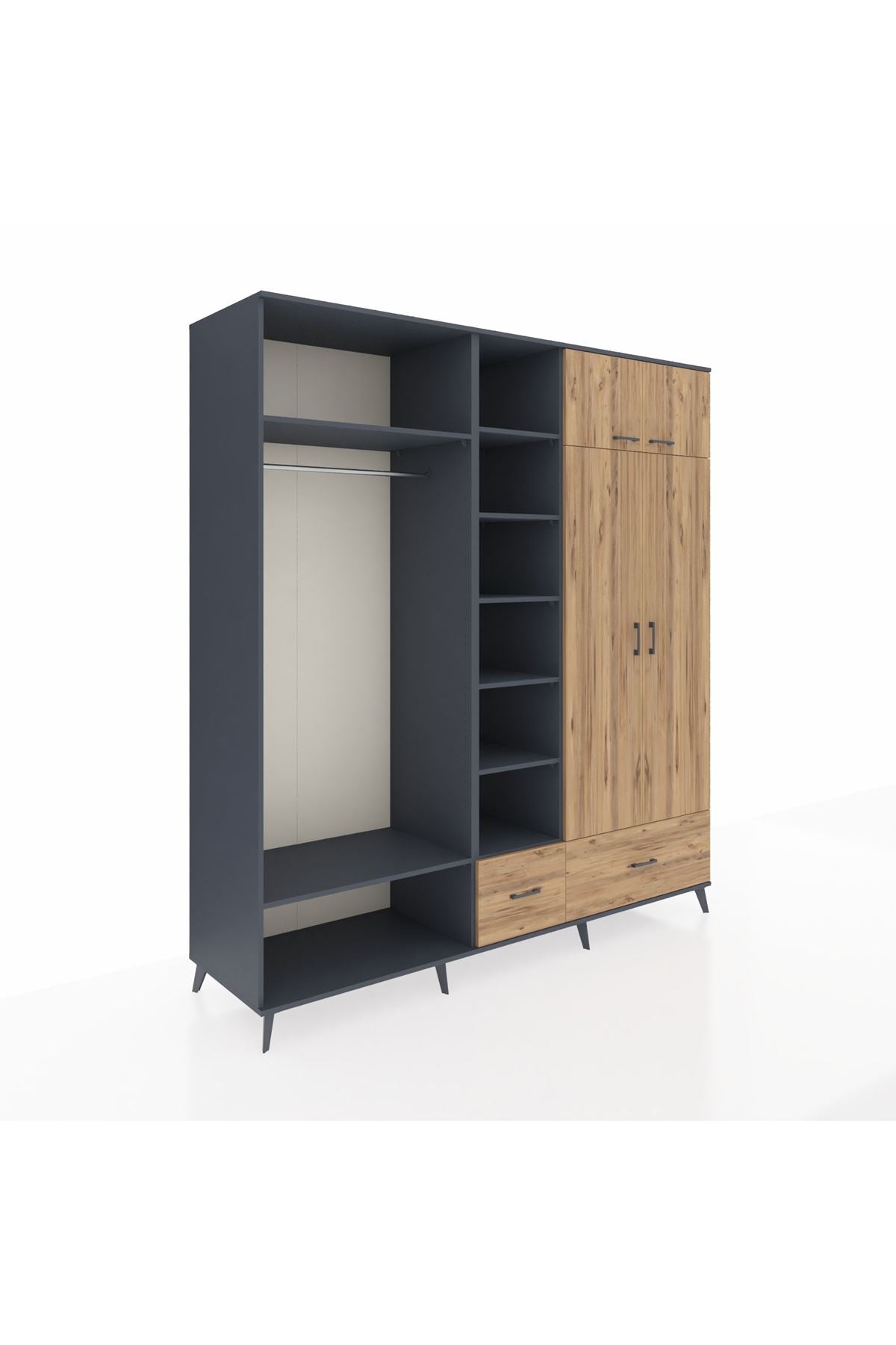 Kronos Dolap 12 Raflı 2 Çekmeceli 2 Askılı 220x59x243 - S784M072V12C