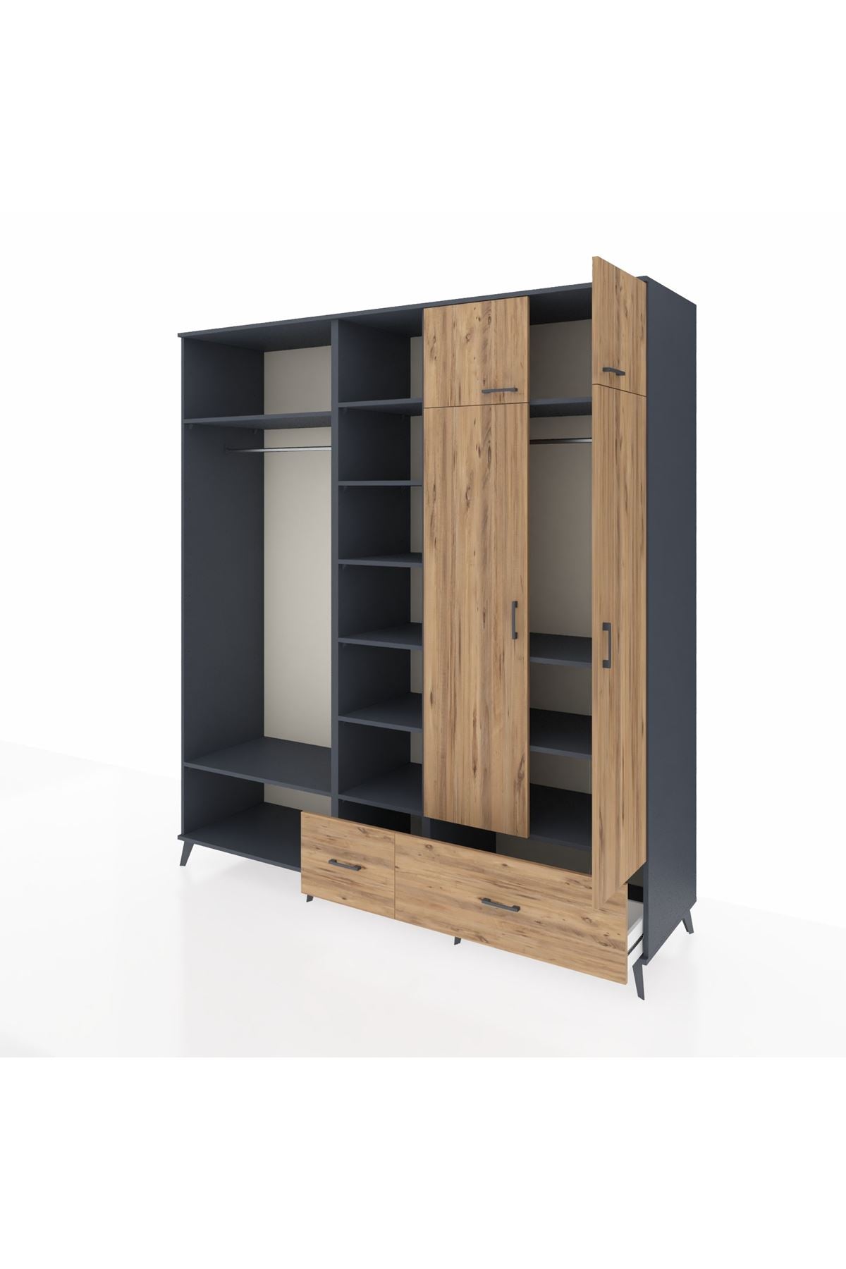 Kronos Dolap 12 Raflı 2 Çekmeceli 2 Askılı 220x59x243 - S784M072V12C
