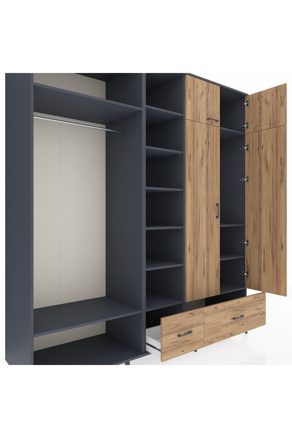 Kronos Dolap 12 Raflı 2 Çekmeceli 2 Askılı 220x59x243 - S784M072V12C