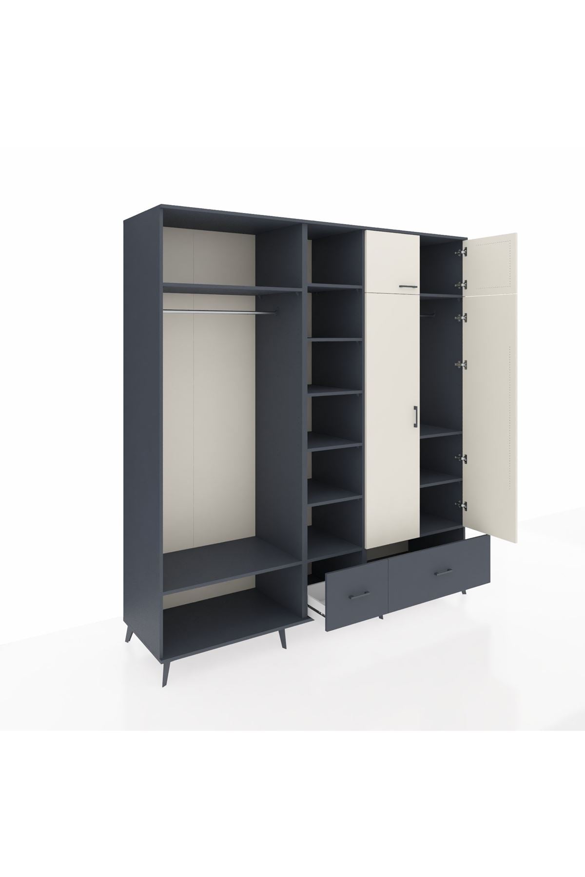 Kronos Dolap 12 Raflı 2 Çekmeceli 2 Askılı 220x59x243 - S784M072V14C