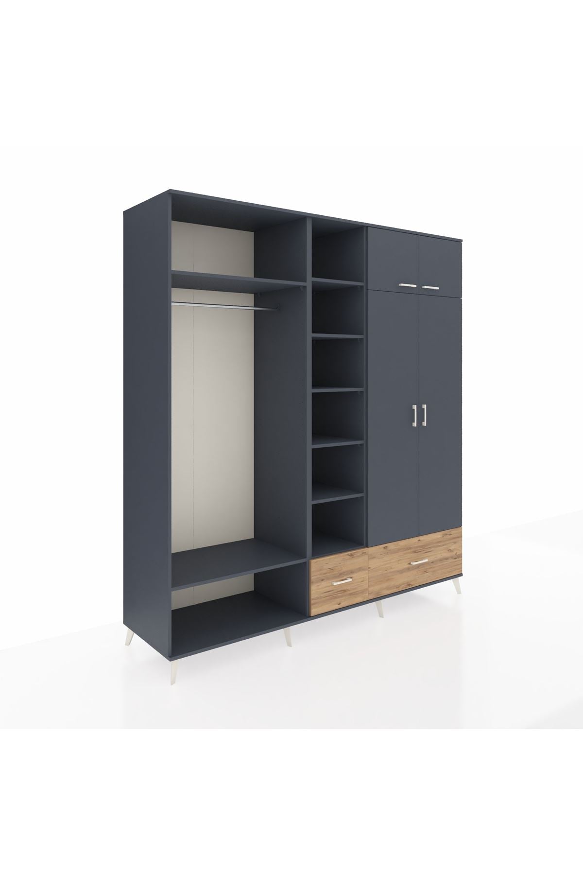 Kronos Dolap 12 Raflı 2 Çekmeceli 2 Askılı 220x59x243 - S784M072V18C