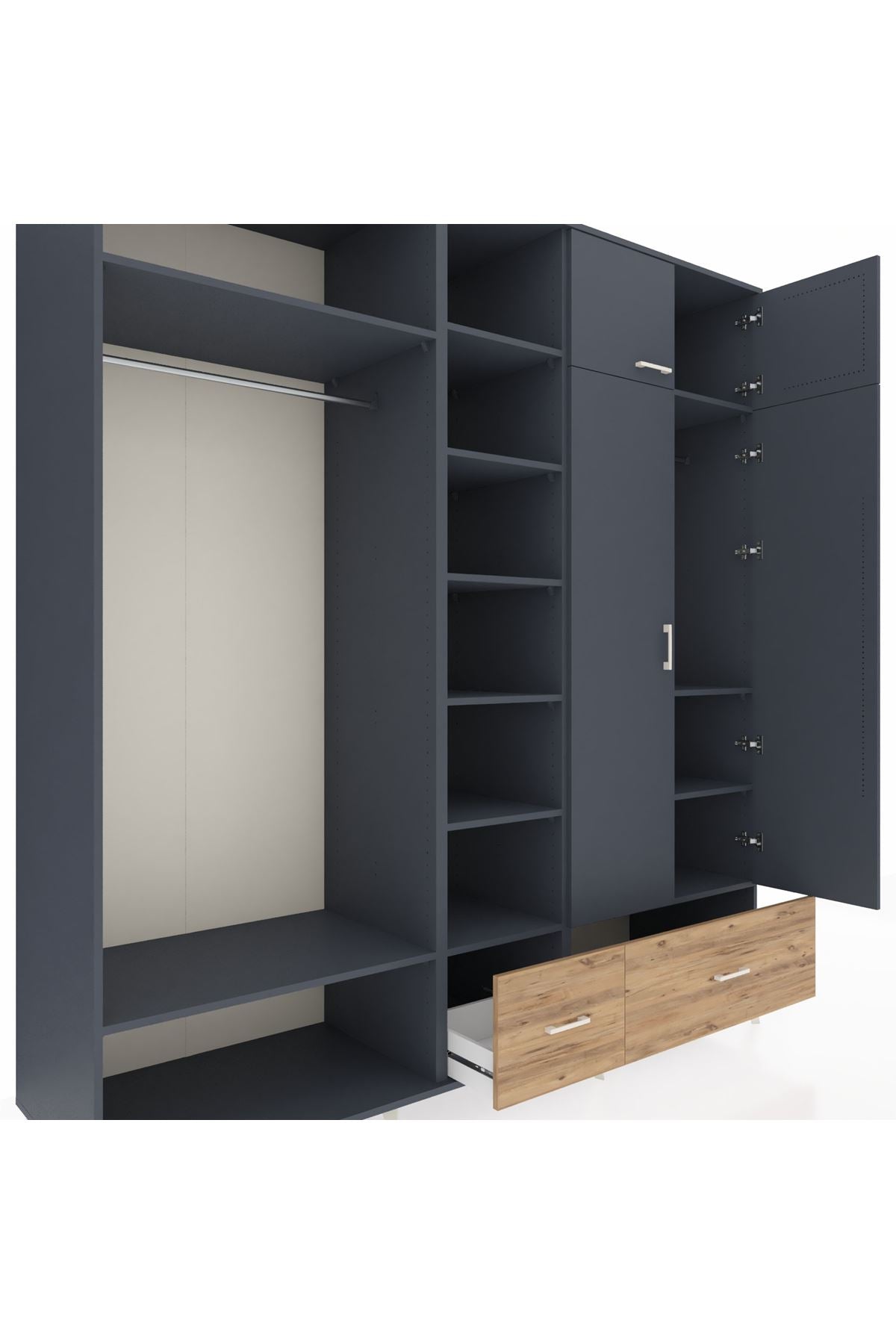 Kronos Dolap 12 Raflı 2 Çekmeceli 2 Askılı 220x59x243 - S784M072V18C