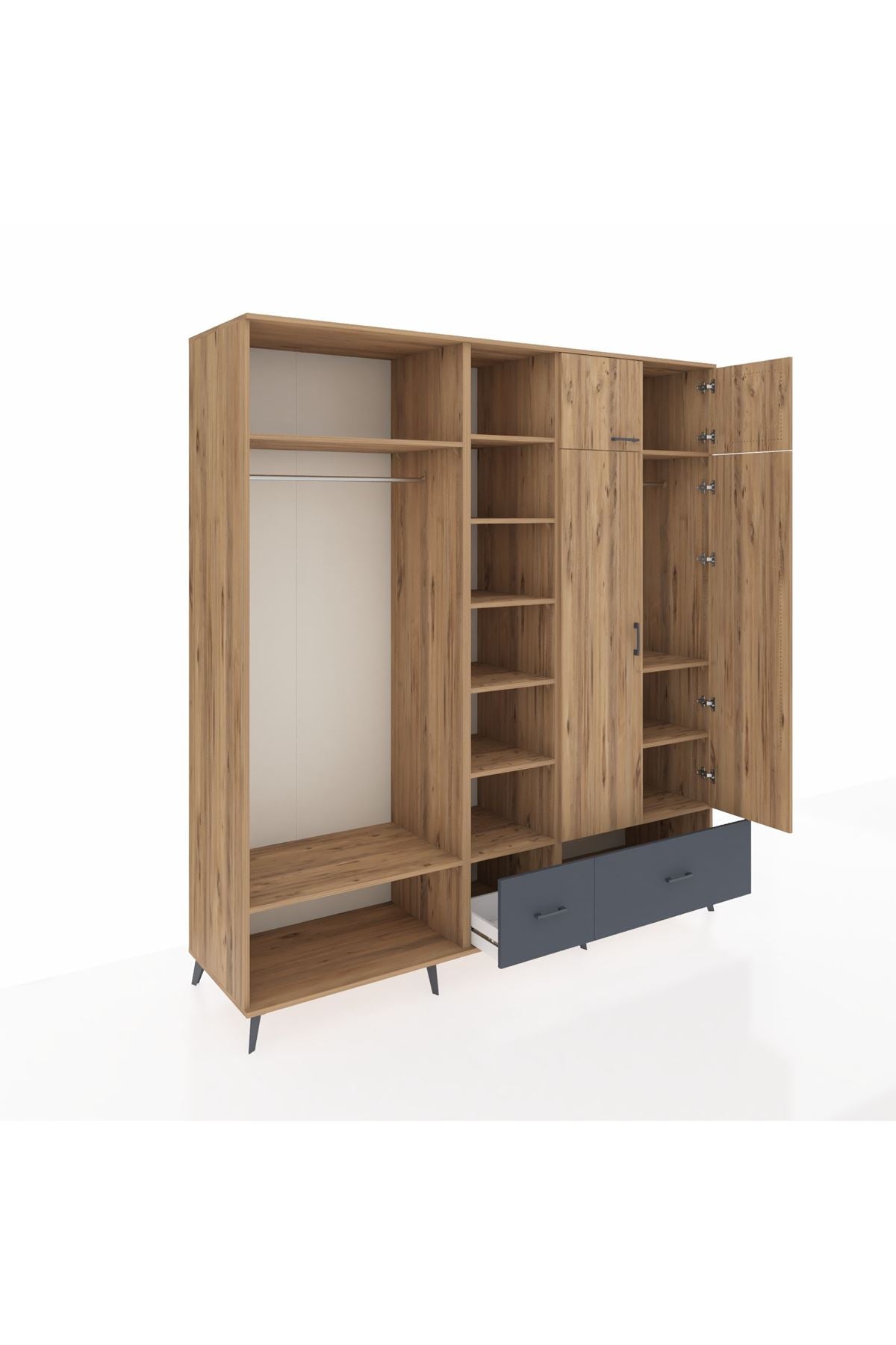 Kronos Dolap 12 Raflı 2 Çekmeceli 2 Askılı 220x59x243 - S784M072V20C