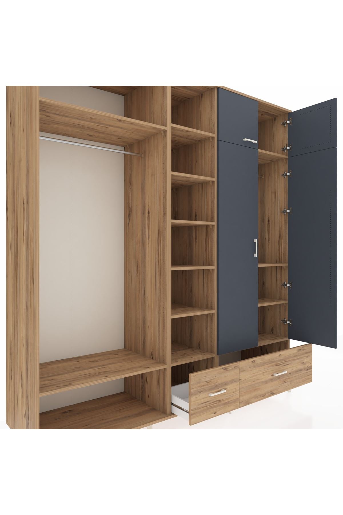 Kronos Dolap 12 Raflı 2 Çekmeceli 2 Askılı 220x59x243 - S784M072V27C