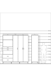 Kronos Dolap 12 Raflı 4 Çekmeceli Tek Askılı 220x59x243 - S784M073V02C