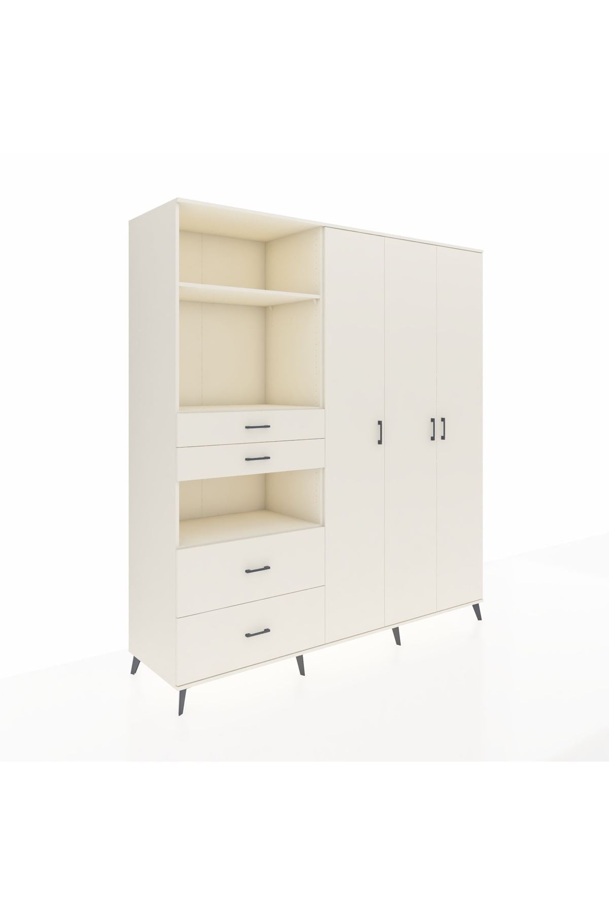 Kronos Dolap 12 Raflı 4 Çekmeceli Tek Askılı 220x59x243 - S784M073V04C