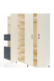 Kronos Dolap 12 Raflı 4 Çekmeceli Tek Askılı 220x59x243 - S784M073V05C