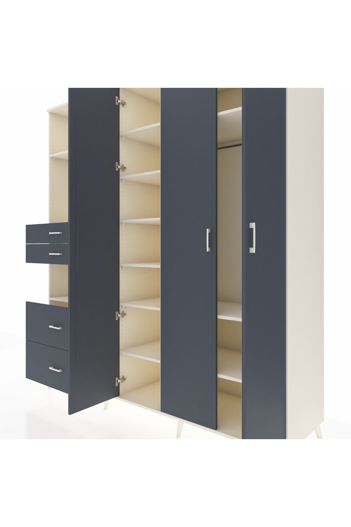 Kronos Dolap 12 Raflı 4 Çekmeceli Tek Askılı 220x59x243 - S784M073V08C