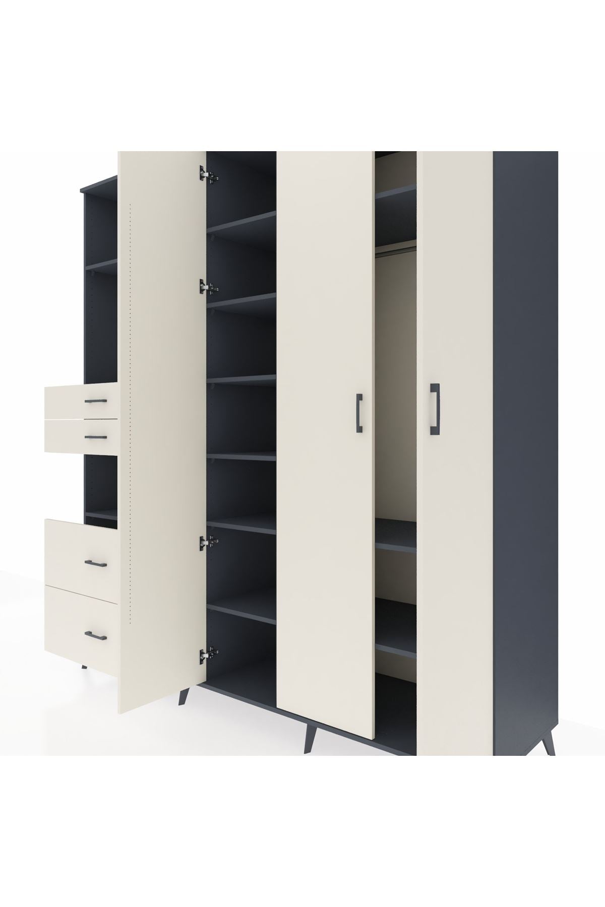 Kronos Dolap 12 Raflı 4 Çekmeceli Tek Askılı 220x59x243 - S784M073V13C