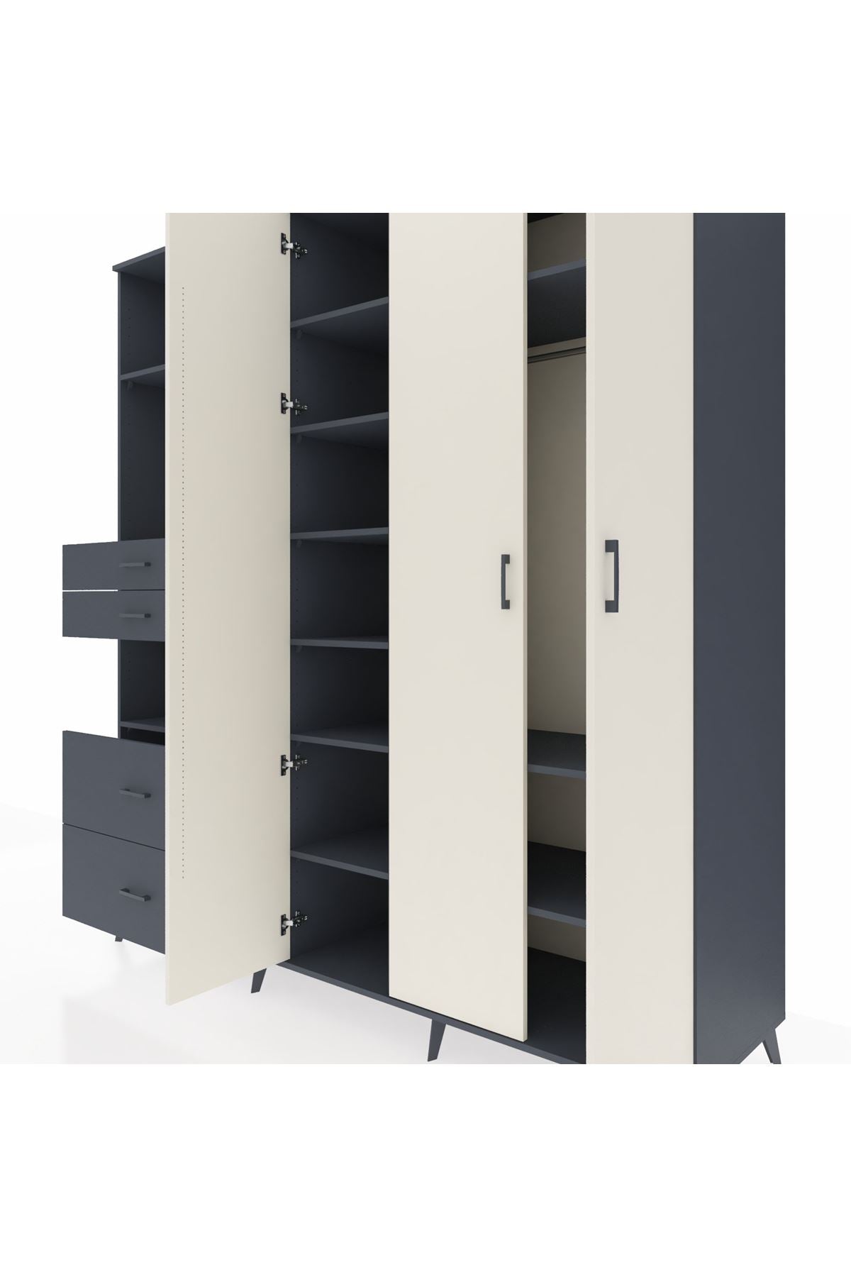 Kronos Dolap 12 Raflı 4 Çekmeceli Tek Askılı 220x59x243 - S784M073V14C