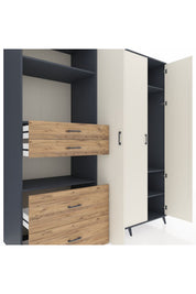 Kronos Dolap 12 Raflı 4 Çekmeceli Tek Askılı 220x59x243 - S784M073V15C