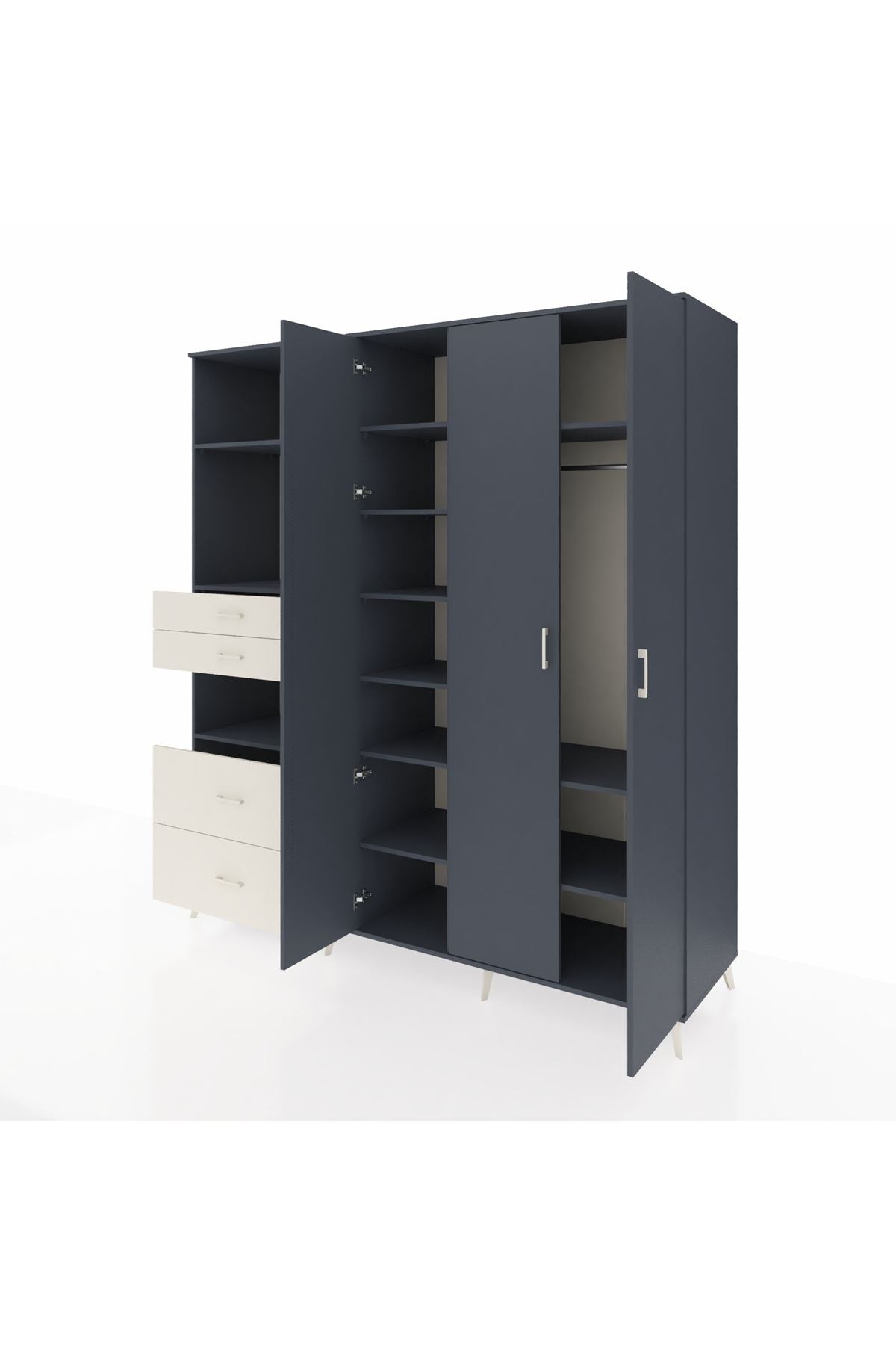 Kronos Dolap 12 Raflı 4 Çekmeceli Tek Askılı 220x59x243 - S784M073V16C