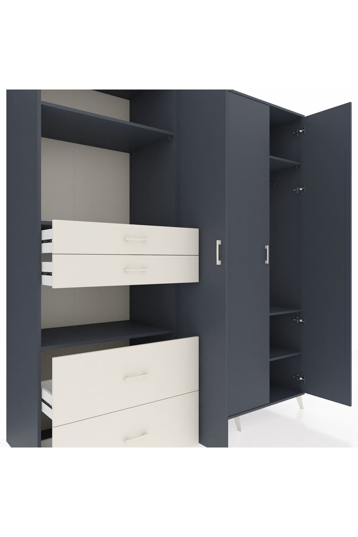 Kronos Dolap 12 Raflı 4 Çekmeceli Tek Askılı 220x59x243 - S784M073V16C