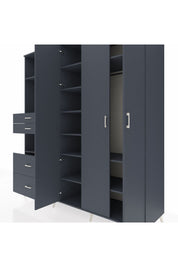Kronos Dolap 12 Raflı 4 Çekmeceli Tek Askılı 220x59x243 - S784M073V17C