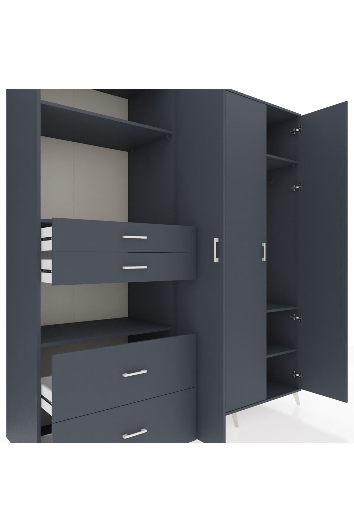 Kronos Dolap 12 Raflı 4 Çekmeceli Tek Askılı 220x59x243 - S784M073V17C