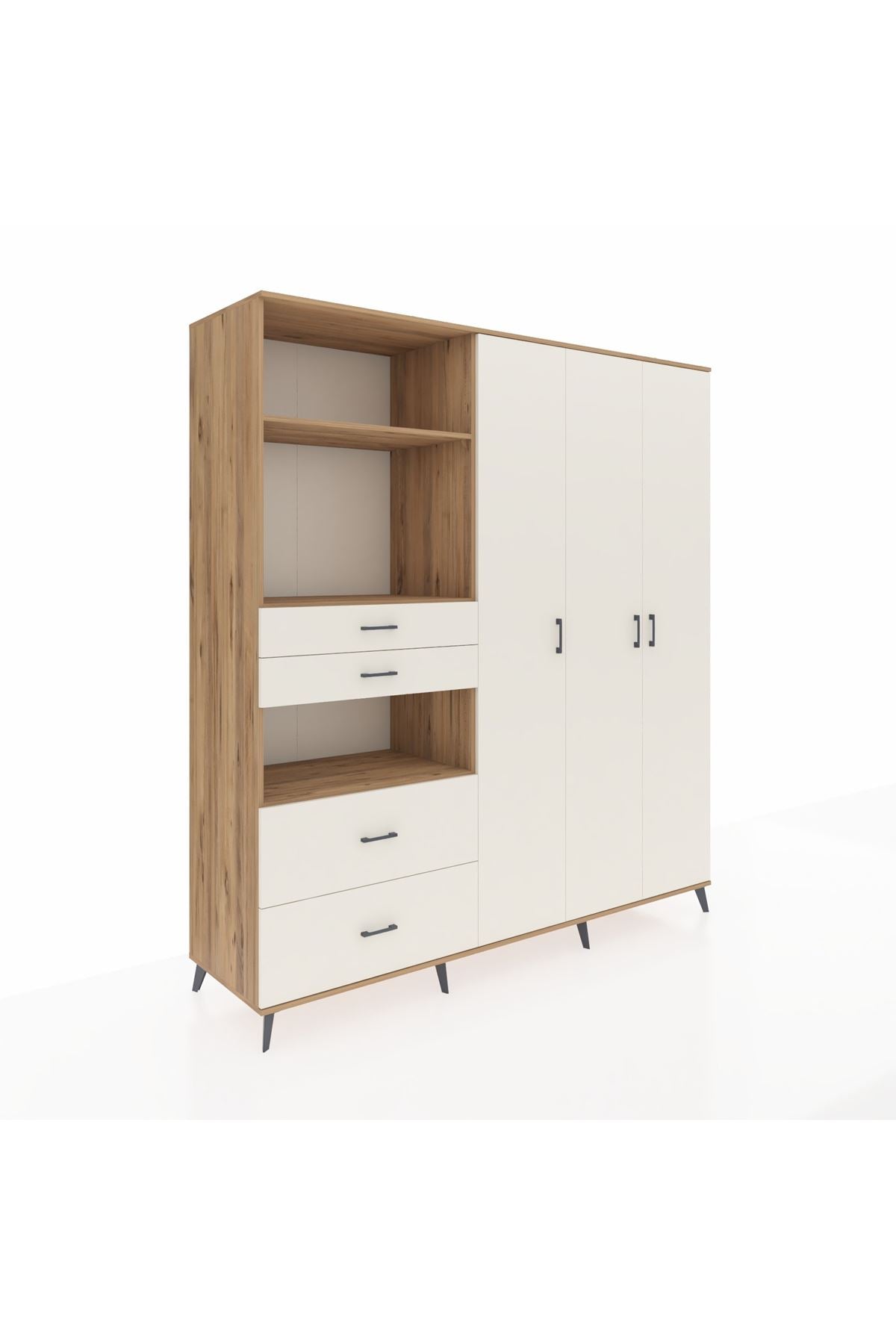 Kronos Dolap 12 Raflı 4 Çekmeceli Tek Askılı 220x59x243 - S784M073V22C