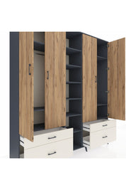 Hyperion Dolap 12 Raflı 4 Çekmeceli 2 Askılı 220x44x243 - S553M001V10B