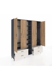 Hyperion Dolap 12 Raflı 4 Çekmeceli 2 Askılı 220x44x243 - S553M001V10B