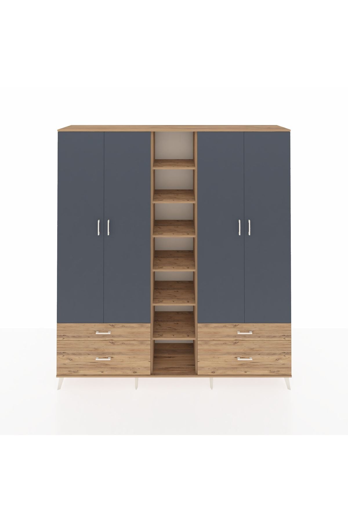 Hyperion Dolap 12 Raflı 4 Çekmeceli 2 Askılı 220x44x243 - S553M001V27B