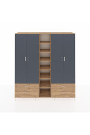 Hyperion Dolap 12 Raflı 4 Çekmeceli 2 Askılı 220x44x243 - S553M001V27B