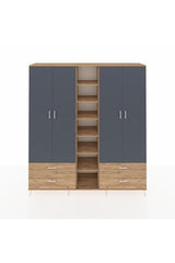 Hyperion Dolap 12 Raflı 4 Çekmeceli 2 Askılı 220x44x243