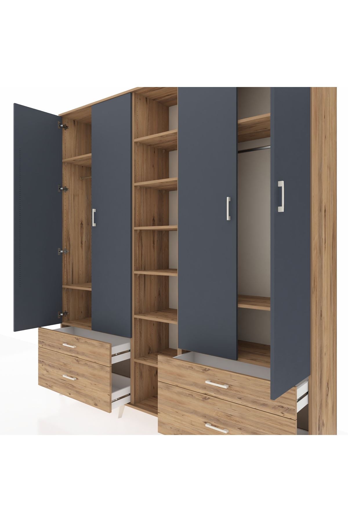 Hyperion Dolap 12 Raflı 4 Çekmeceli 2 Askılı 220x44x243 - S553M001V27B