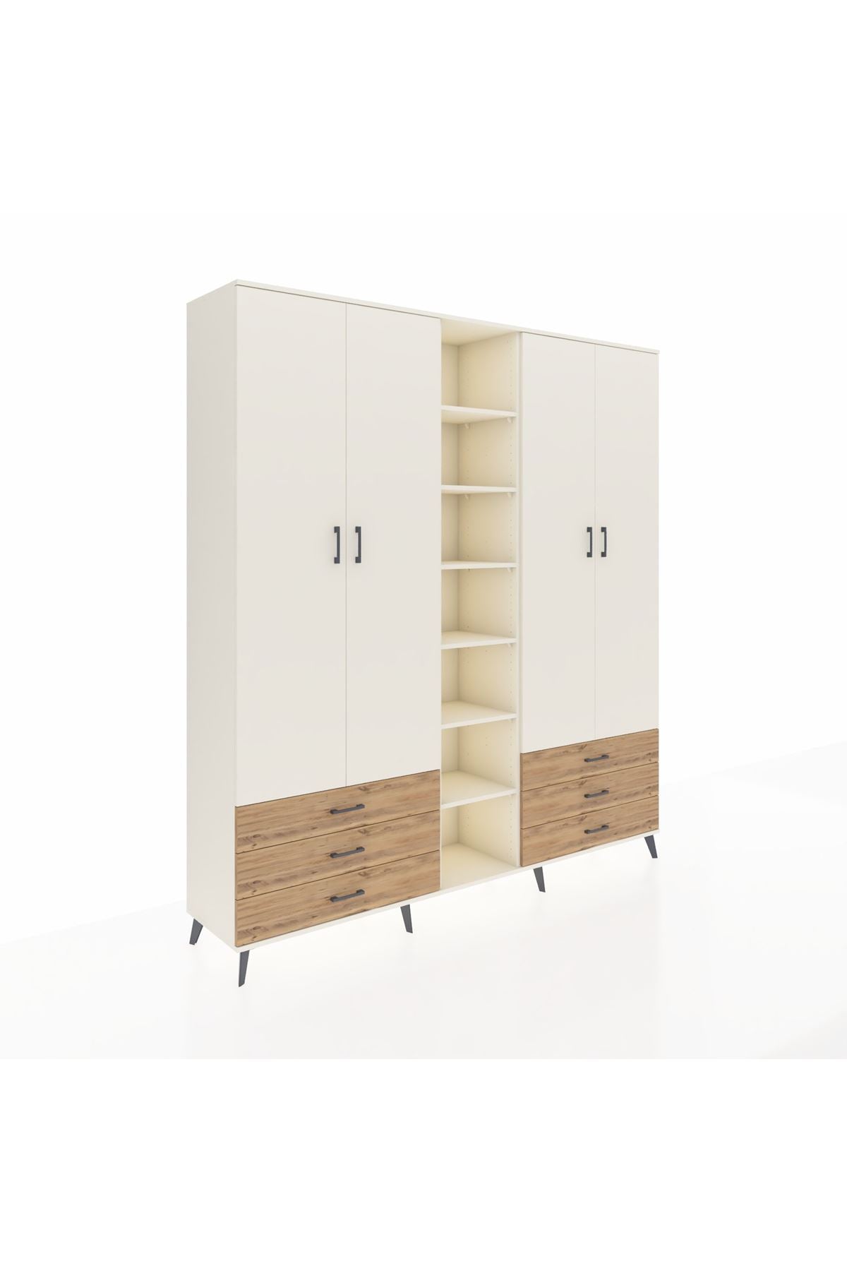 Hyperion Dolap 13 Raflı 6 Çekmeceli 2 Askılı 220x44x243 - S553M002V06B