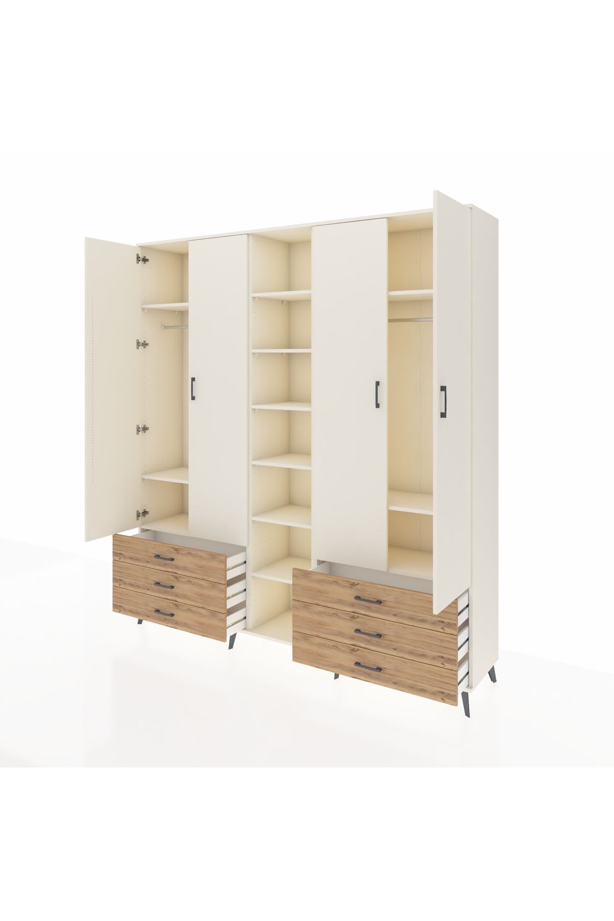 Hyperion Dolap 13 Raflı 6 Çekmeceli 2 Askılı 220x44x243 - S553M002V06B