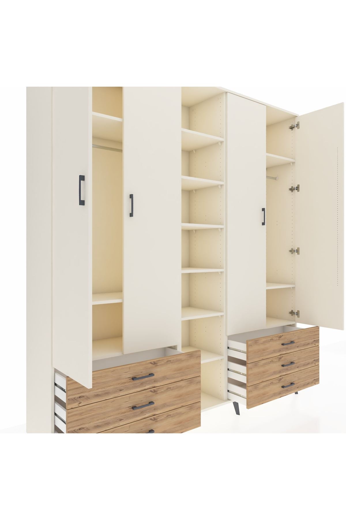 Hyperion Dolap 13 Raflı 6 Çekmeceli 2 Askılı 220x44x243 - S553M002V06B