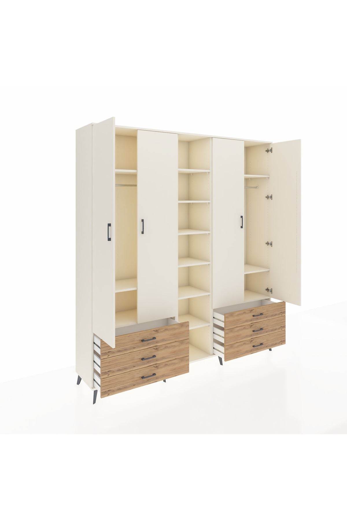 Hyperion Dolap 13 Raflı 6 Çekmeceli 2 Askılı 220x44x243 - S553M002V06B