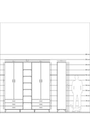 Hyperion Dolap 13 Raflı 6 Çekmeceli 2 Askılı 220x44x243 - S553M002V06B