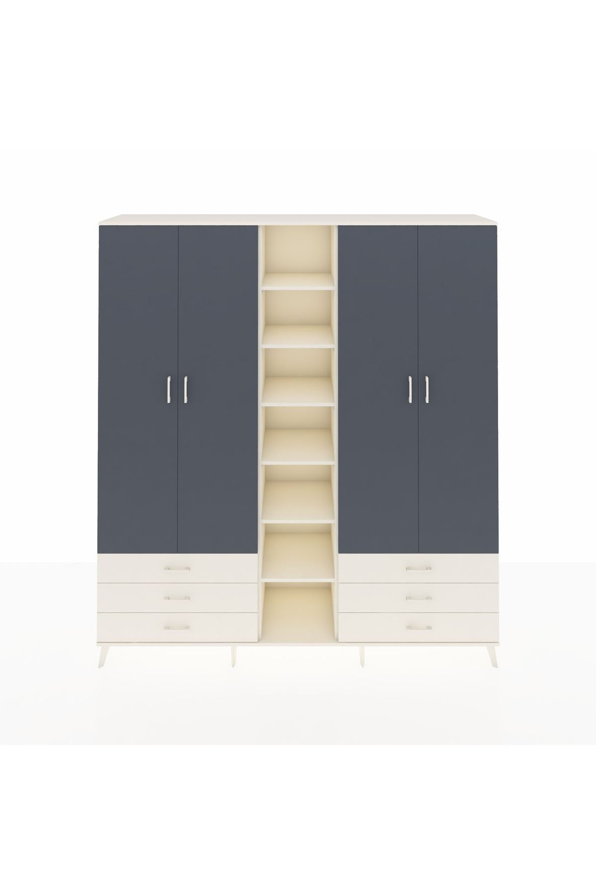 Hyperion Dolap 13 Raflı 6 Çekmeceli 2 Askılı 220x44x243 - S553M002V07B