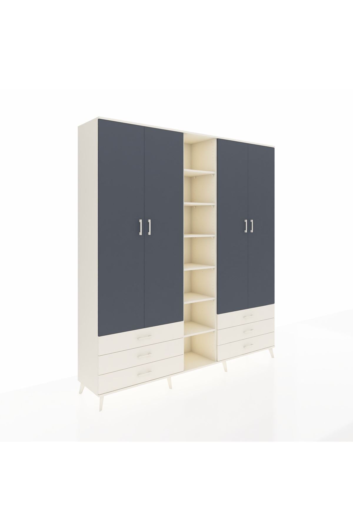 Hyperion Dolap 13 Raflı 6 Çekmeceli 2 Askılı 220x44x243 - S553M002V07B