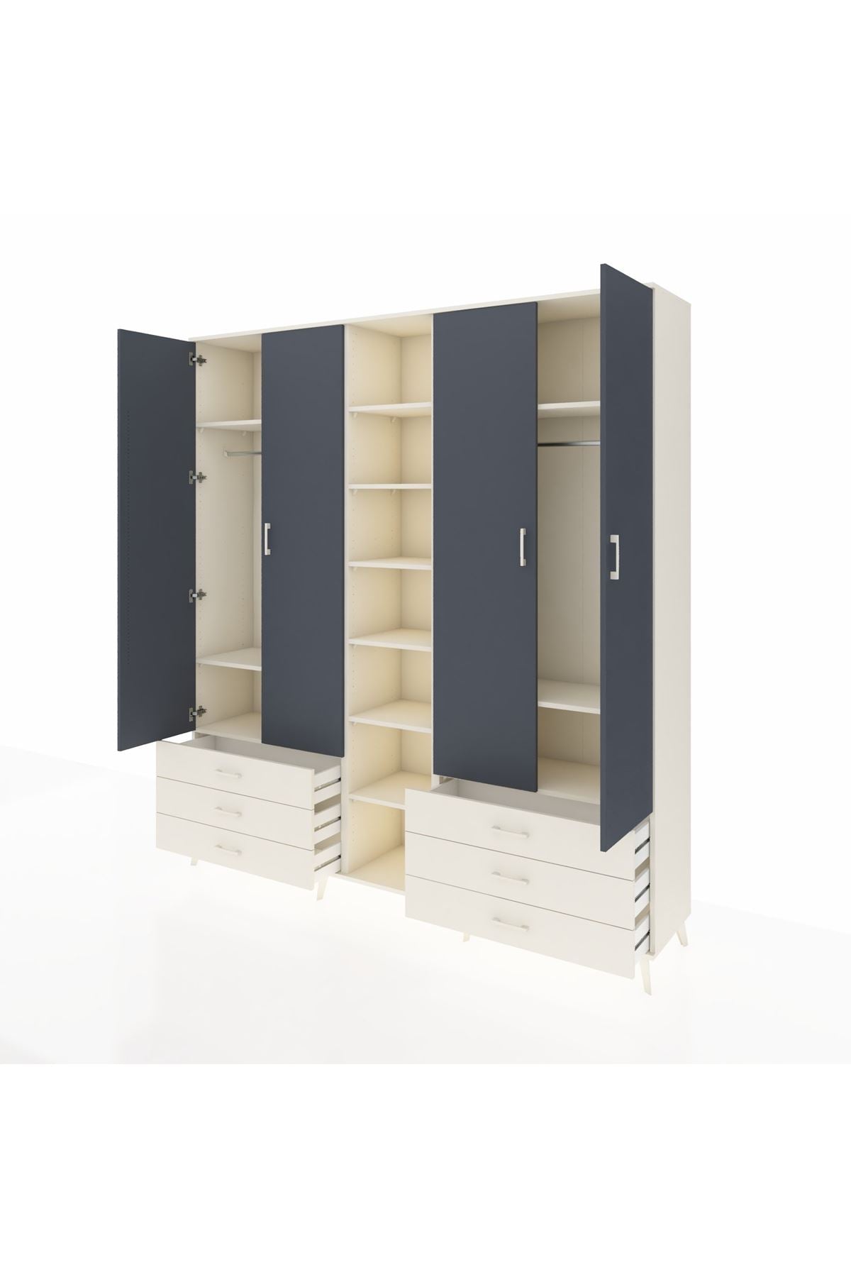 Hyperion Dolap 13 Raflı 6 Çekmeceli 2 Askılı 220x44x243 - S553M002V07B