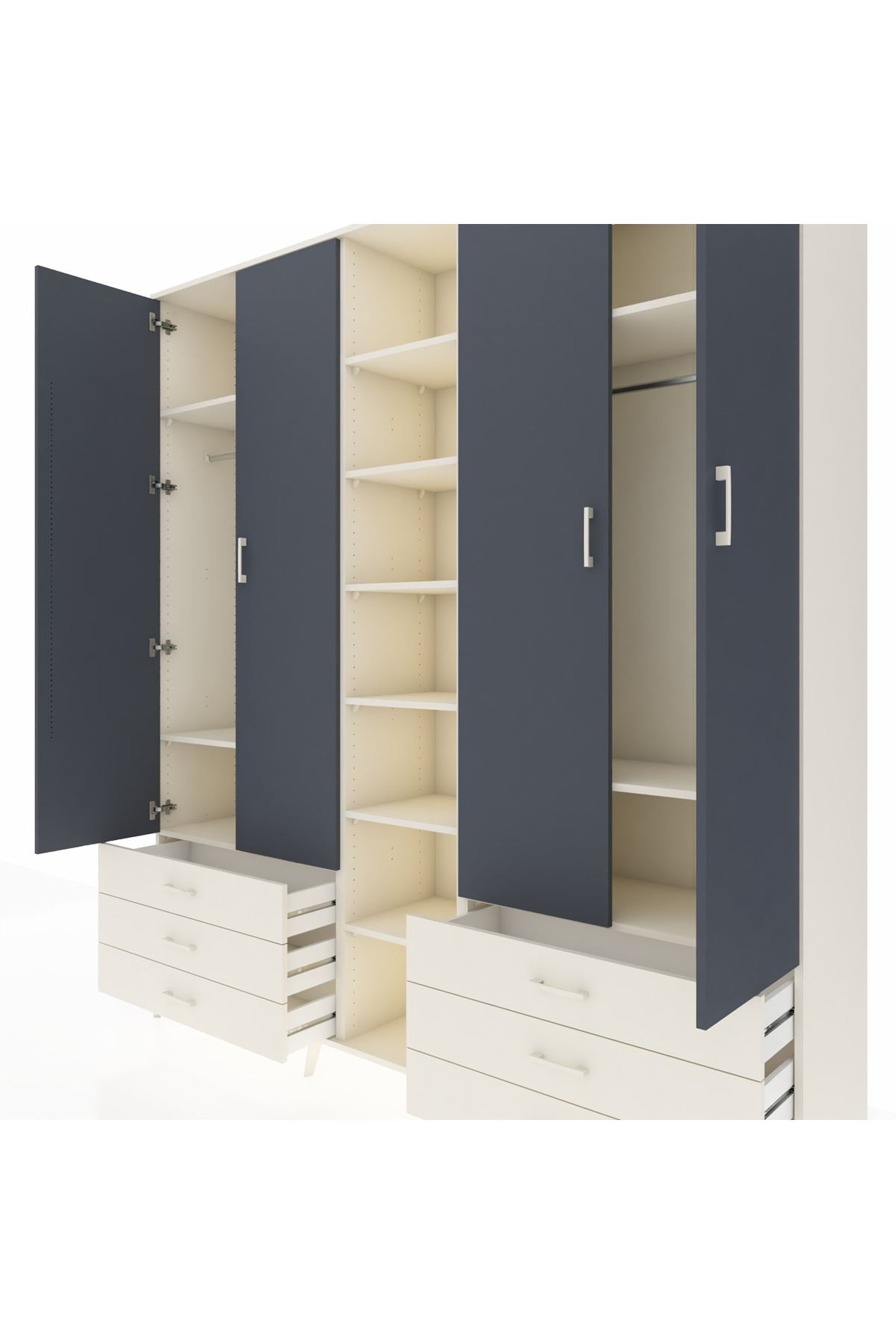 Hyperion Dolap 13 Raflı 6 Çekmeceli 2 Askılı 220x44x243 - S553M002V07B