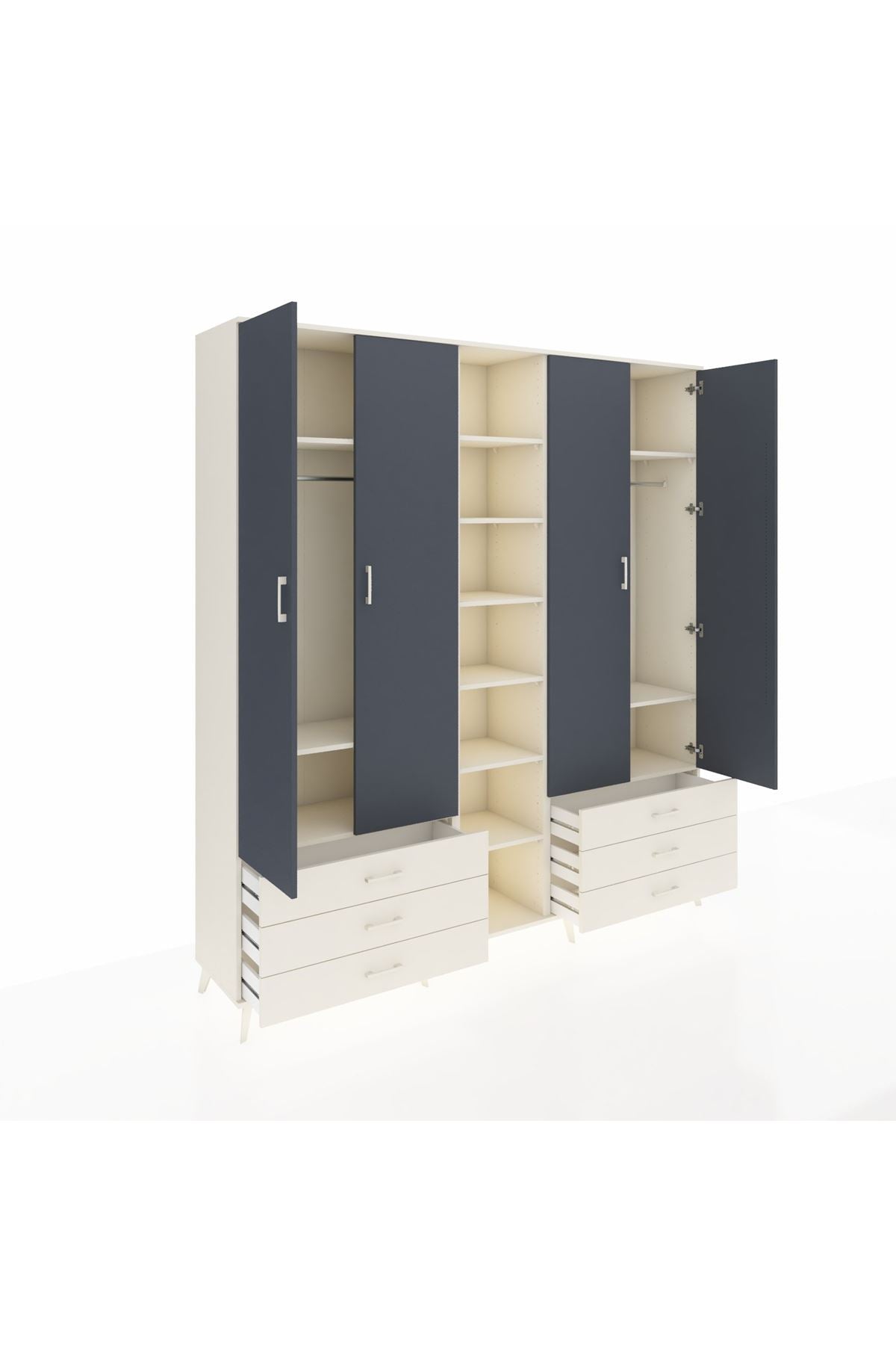 Hyperion Dolap 13 Raflı 6 Çekmeceli 2 Askılı 220x44x243 - S553M002V07B