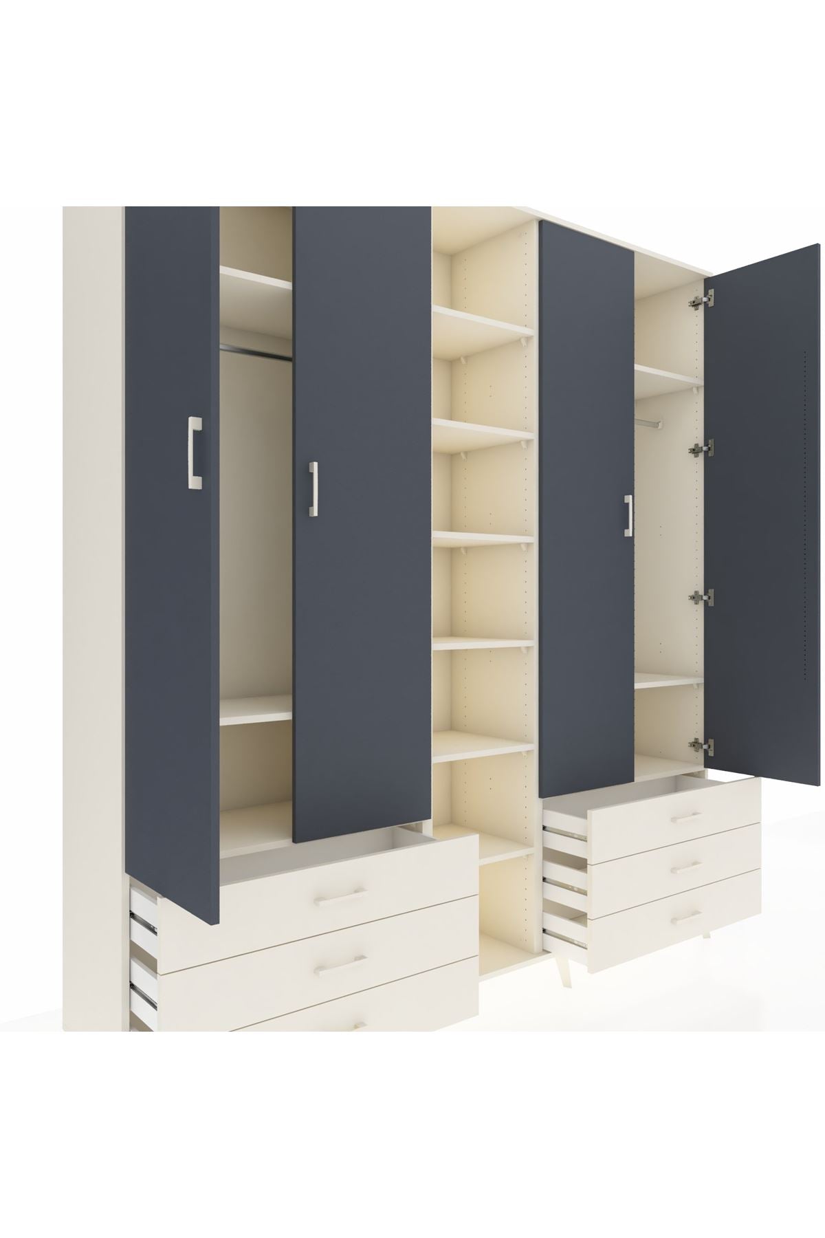 Hyperion Dolap 13 Raflı 6 Çekmeceli 2 Askılı 220x44x243 - S553M002V07B