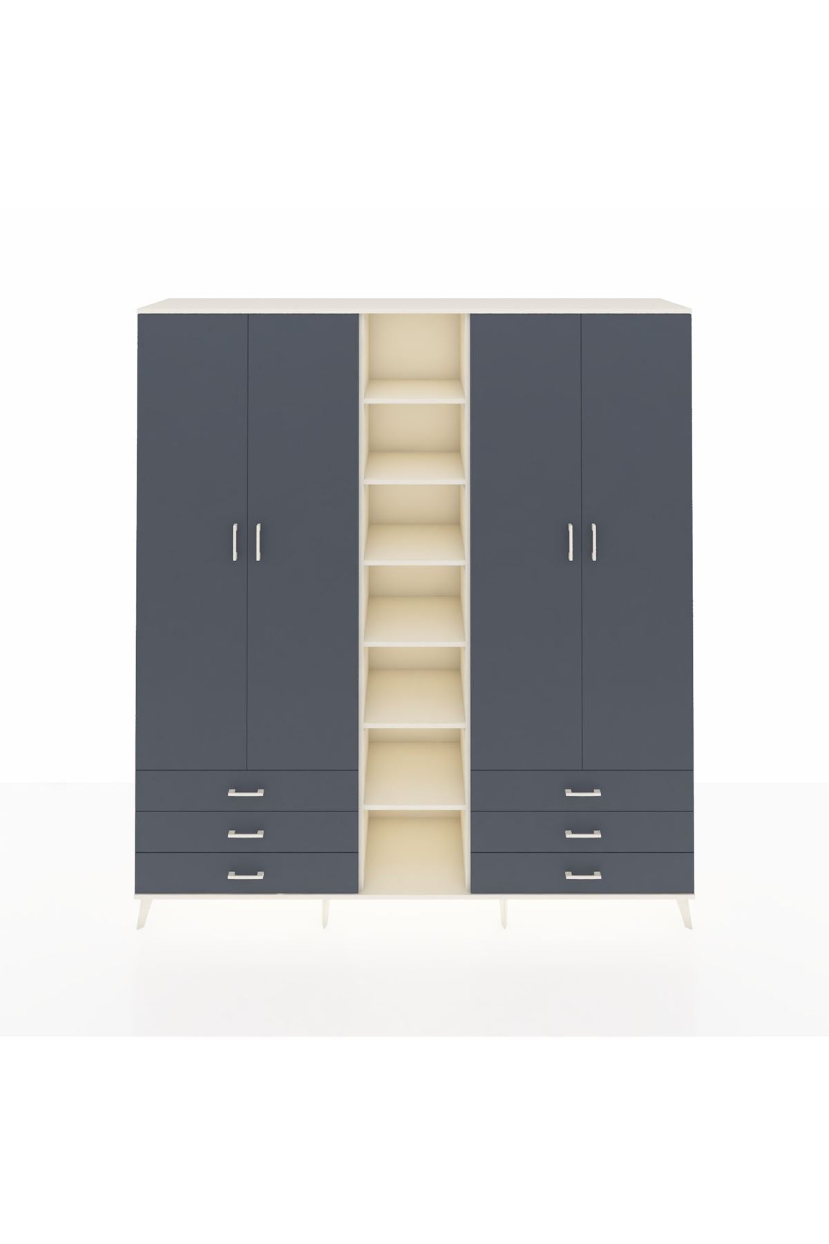 Hyperion Dolap 13 Raflı 6 Çekmeceli 2 Askılı 220x44x243 - S553M002V08B