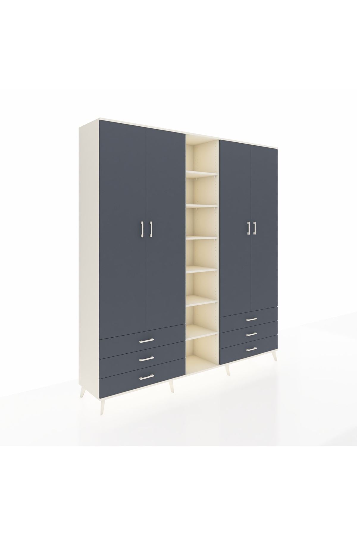 Hyperion Dolap 13 Raflı 6 Çekmeceli 2 Askılı 220x44x243 - S553M002V08B