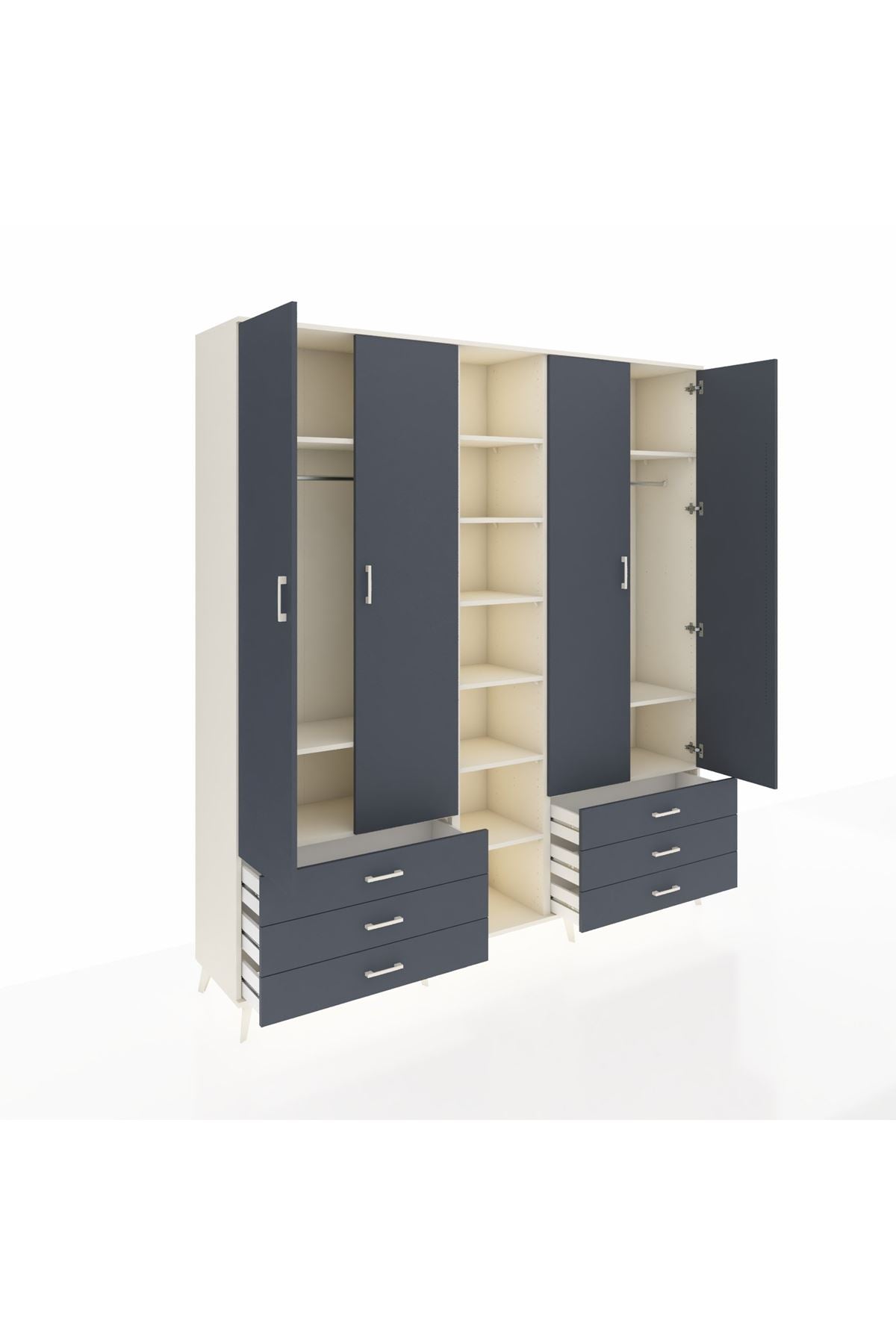 Hyperion Dolap 13 Raflı 6 Çekmeceli 2 Askılı 220x44x243 - S553M002V08B