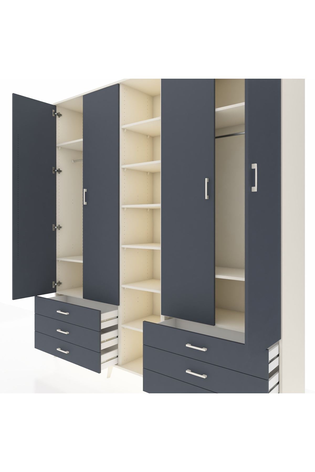 Hyperion Dolap 13 Raflı 6 Çekmeceli 2 Askılı 220x44x243 - S553M002V08B