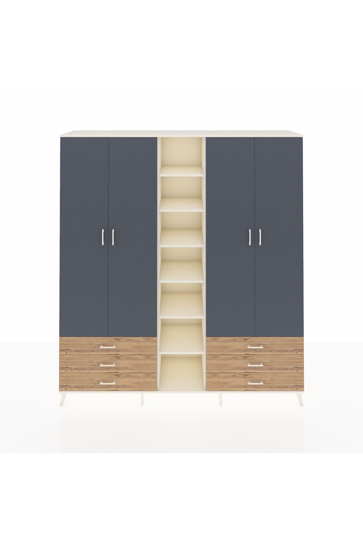 Hyperion Dolap 13 Raflı 6 Çekmeceli 2 Askılı 220x44x243 - S553M002V09B