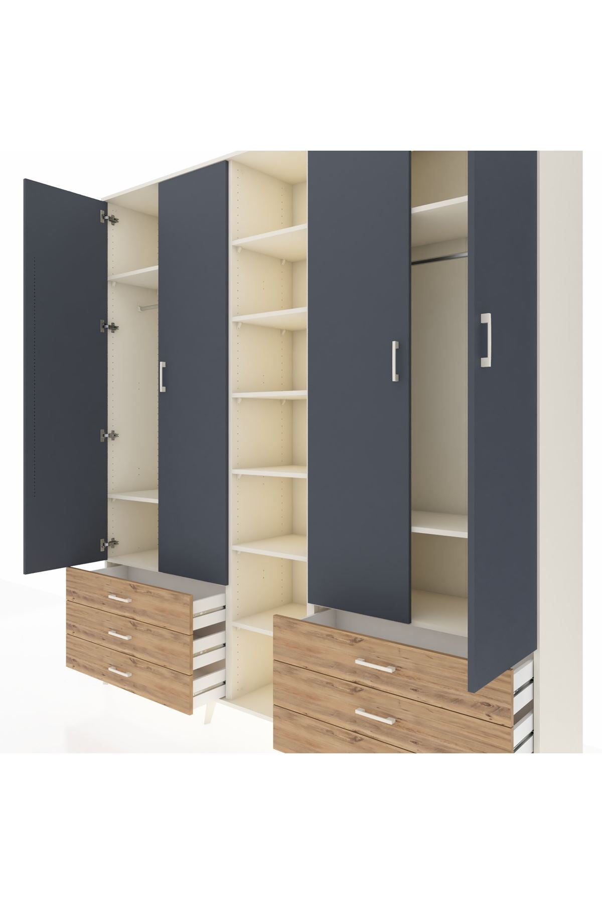 Hyperion Dolap 13 Raflı 6 Çekmeceli 2 Askılı 220x44x243 - S553M002V09B