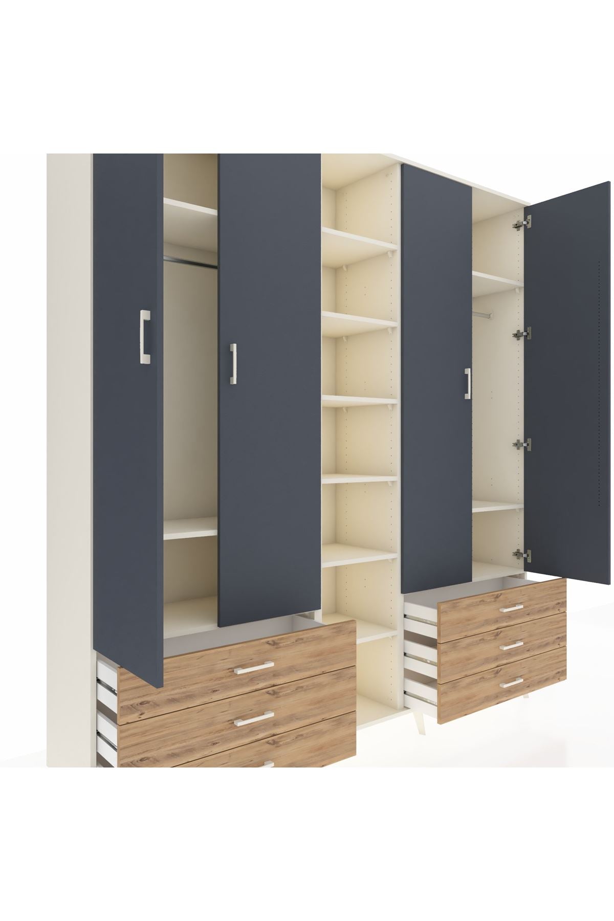 Hyperion Dolap 13 Raflı 6 Çekmeceli 2 Askılı 220x44x243 - S553M002V09B