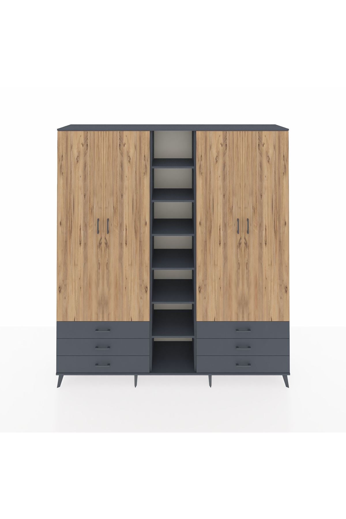 Hyperion Dolap 13 Raflı 6 Çekmeceli 2 Askılı 220x44x243 - S553M002V11B