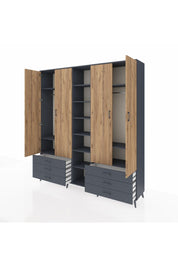 Hyperion Dolap 13 Raflı 6 Çekmeceli 2 Askılı 220x44x243 - S553M002V11B